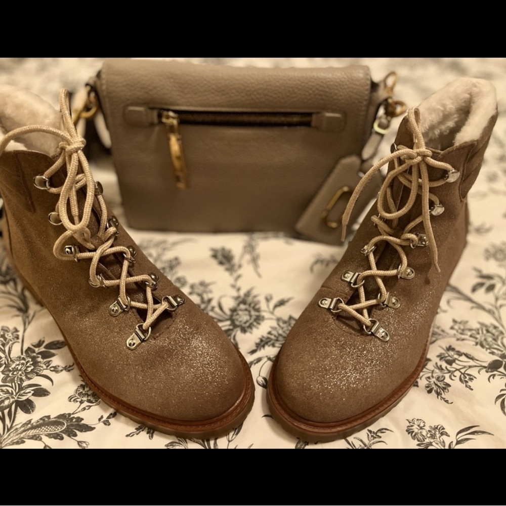 1901 Tan Winter Rain Boots Lace-Up Design